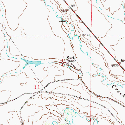 Topographic Map of Martin Ranch, CO
