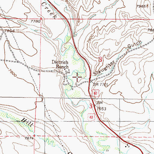 Topographic Map of Slaughter Gulch, CO