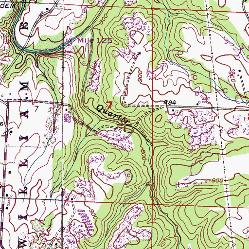 Topographic Map of Quarter Creek Falls, AL