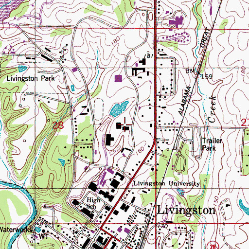 Topographic Map of Speith Hall, AL