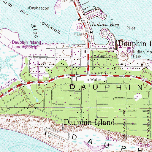 Topographic Map of Dauphin Island Town Hall, AL