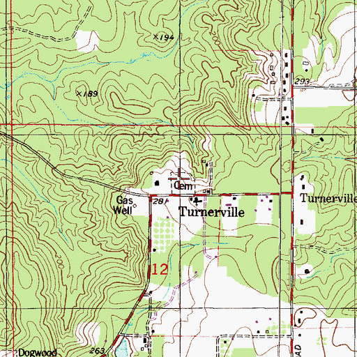 Topographic Map of Turnerville Cemetery, AL
