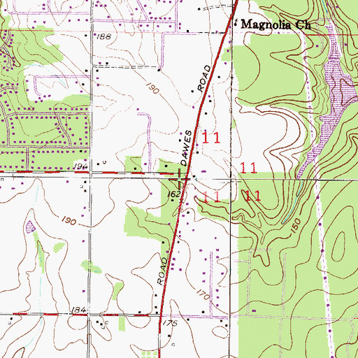 Topographic Map of West Mobile Church, AL