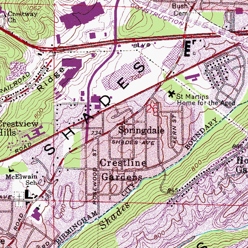 Topographic Map of Reorganized Church of Jesus Christ of Latter Day Saints, AL
