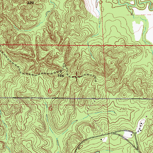 Topographic Map of Moss (historical), AL