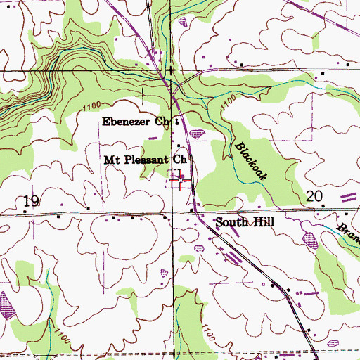 Topographic Map of Mount Pleasant Cemetery, AL