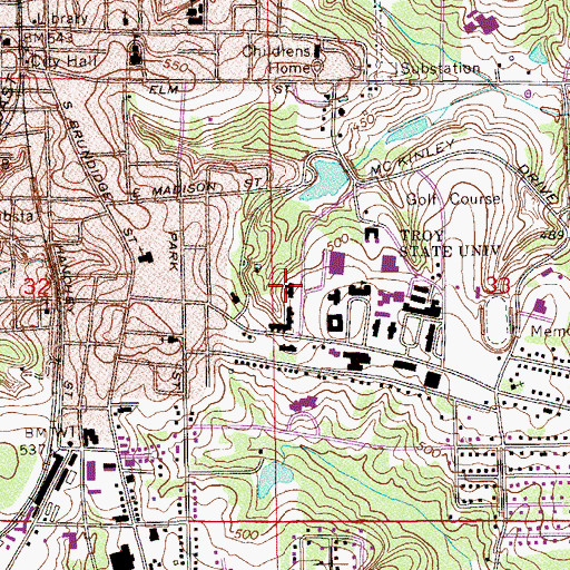 Topographic Map of Stewart Hall, AL