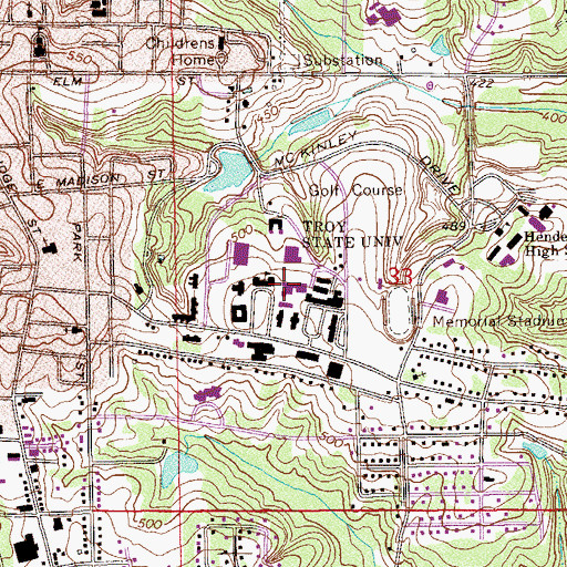 Topographic Map of Wright Hall, AL
