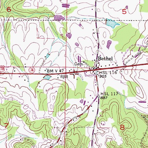 Topographic Map of Bethel Church of Christ, AL