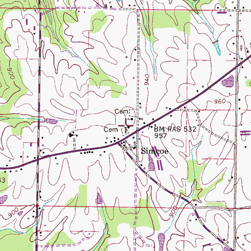 Topographic Map of Simcoe Baptist Church, AL