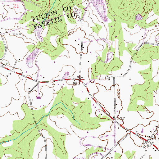 Topographic Map of Brogdon, GA