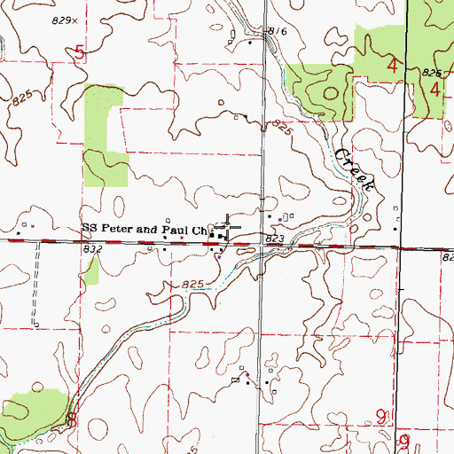 Topographic Map of Saint Peters Cemetery, OH