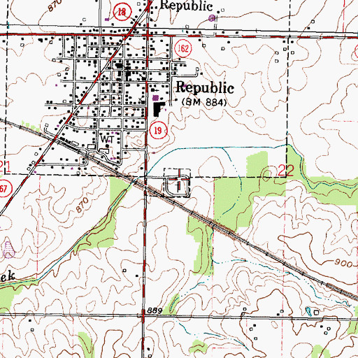 Topographic Map of Farewell Retreat Cemetery, OH