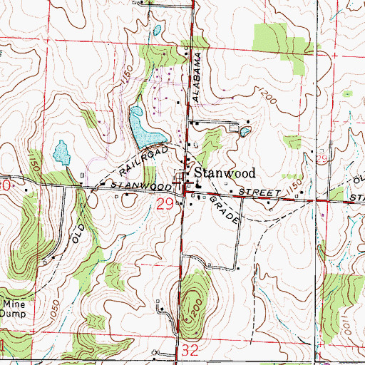 Topographic Map of Stanwood Cemetery, OH