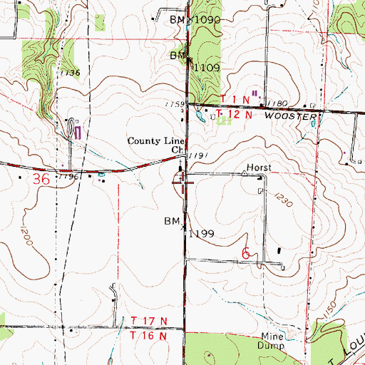 Topographic Map of County Line Mennonite Cemetery, OH