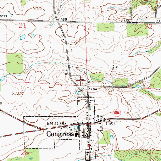 Topographic Map of Congress Cemetery, OH