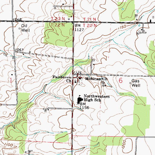 Topographic Map of Mohican Cemetery, OH