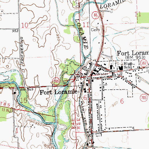 Topographic Map of Fort Loramie Park, OH