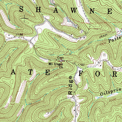 Topographic Map of Mount Unger Cemetery, OH