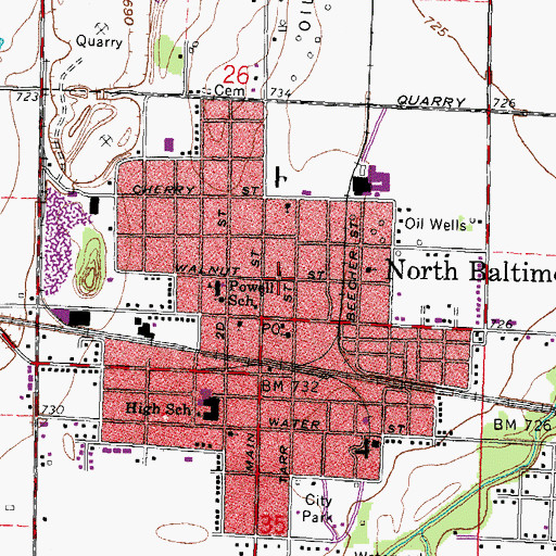 Topographic Map of North Baltimore Church of Christ, OH