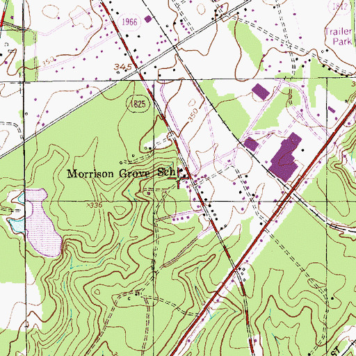 Topographic Map of Morrison Grove Cemetery, NC