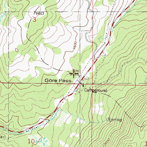 Topographic Map of Gore Pass, CO