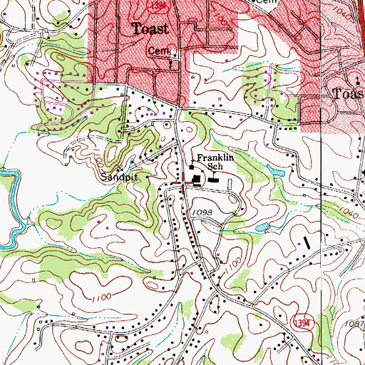 Topographic Map of Franklin, NC
