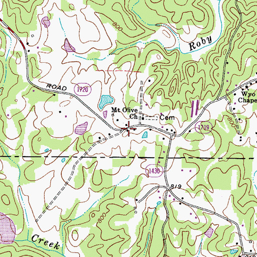 Topographic Map of Wyo, NC