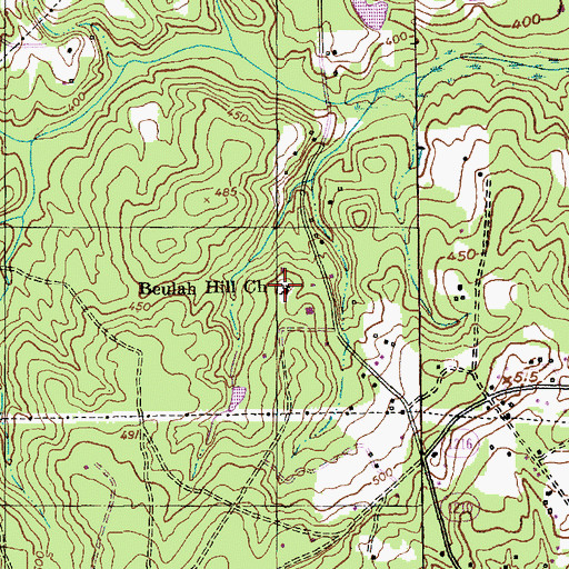 Topographic Map of Beaulah Hill Cemetery, NC