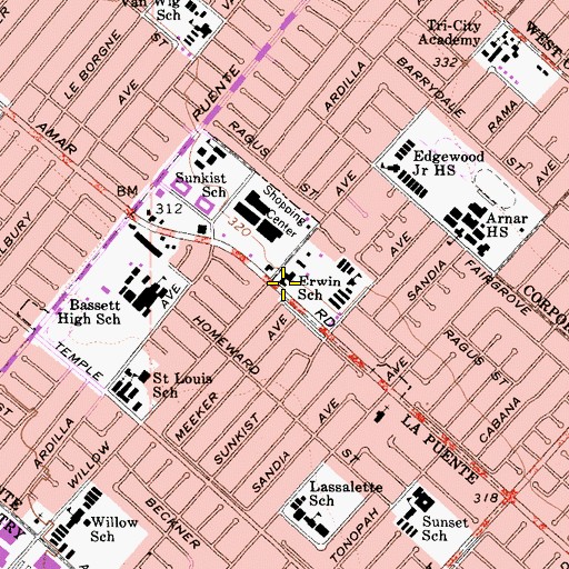 Topographic Map of Nueva Vista Continuation High School, CA
