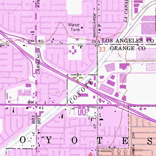 Topographic Map of Rainbow Park, CA