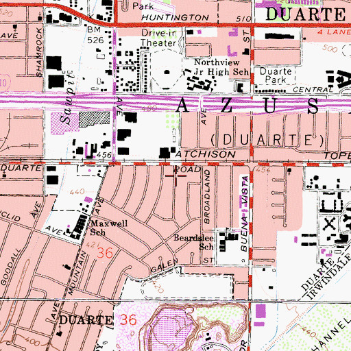 Topographic Map of Aloysia Moore Park, CA