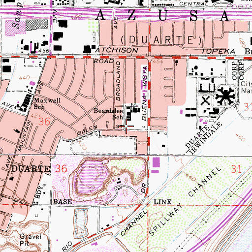 Topographic Map of Beardslee Park, CA