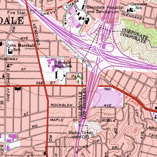 Topographic Map of Carr Park, CA