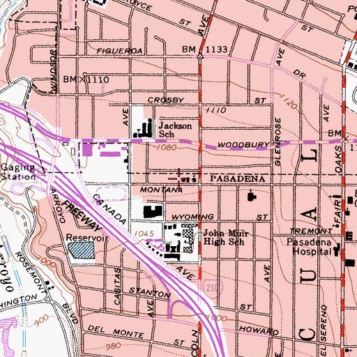 Topographic Map of Lincoln Avenue Presbyterian Church, CA