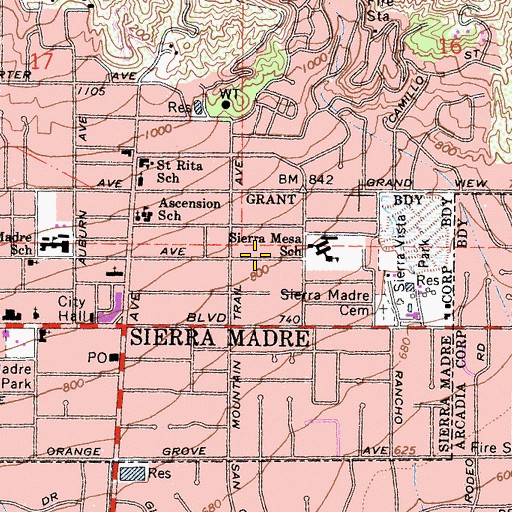 Topographic Map of Ward Ranch (historical), CA