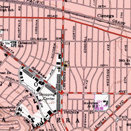 Topographic Map of Crenshaw Post Office, CA
