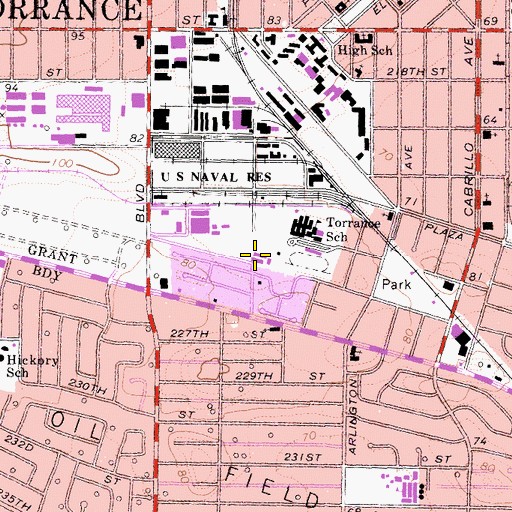 Topographic Map of Kurt T Shery High School, CA