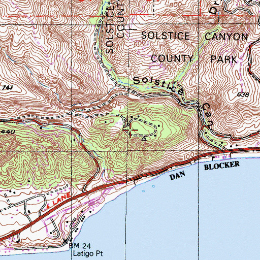 Topographic Map of Solstice Hill, CA
