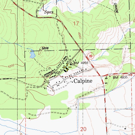 Topographic Map of Calpine Park, CA