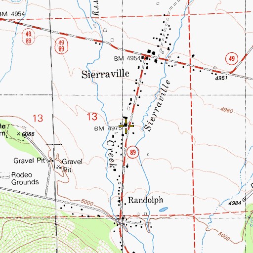 Topographic Map of Sierraville Elementary School, CA