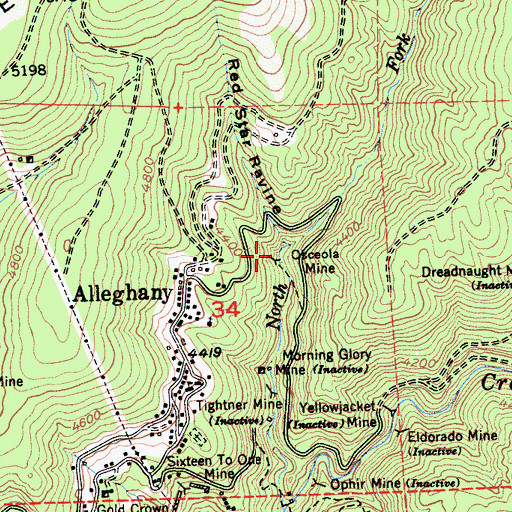 Topographic Map of Osceola Mine, CA