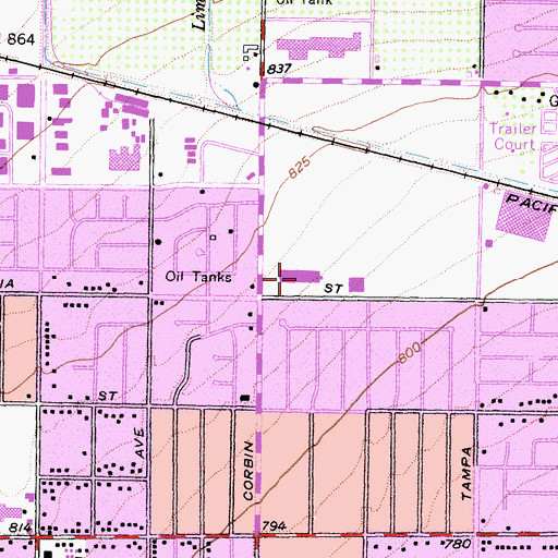 Topographic Map of Northridge Plaza Shopping Center, CA