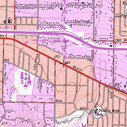 Topographic Map of Tarzana Square Shopping Center, CA