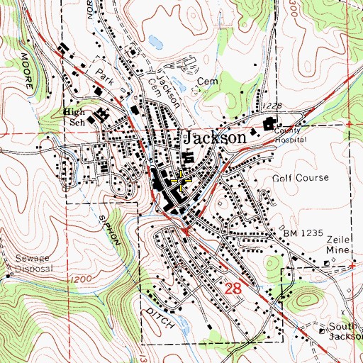 Topographic Map of Amador County Courthouse, CA