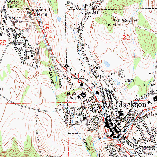 Topographic Map of Detert Park, CA