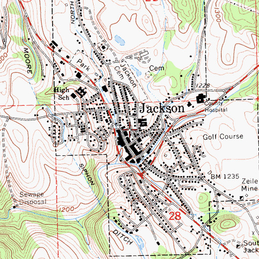 Topographic Map of Jackson United Methodist Church, CA