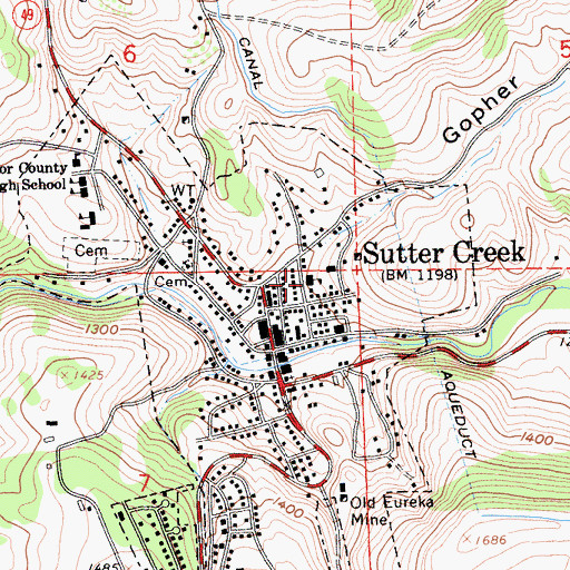 Topographic Map of Sutter Creek Primary School, CA