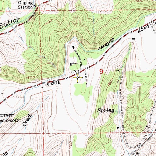 Topographic Map of Sutter Ridge Vineyards, CA