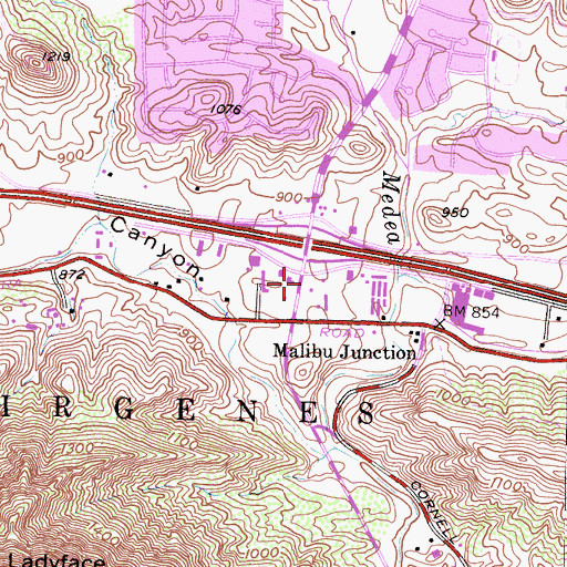 Topographic Map of Las Virgenes Branch County of Los Angeles Public Library, CA